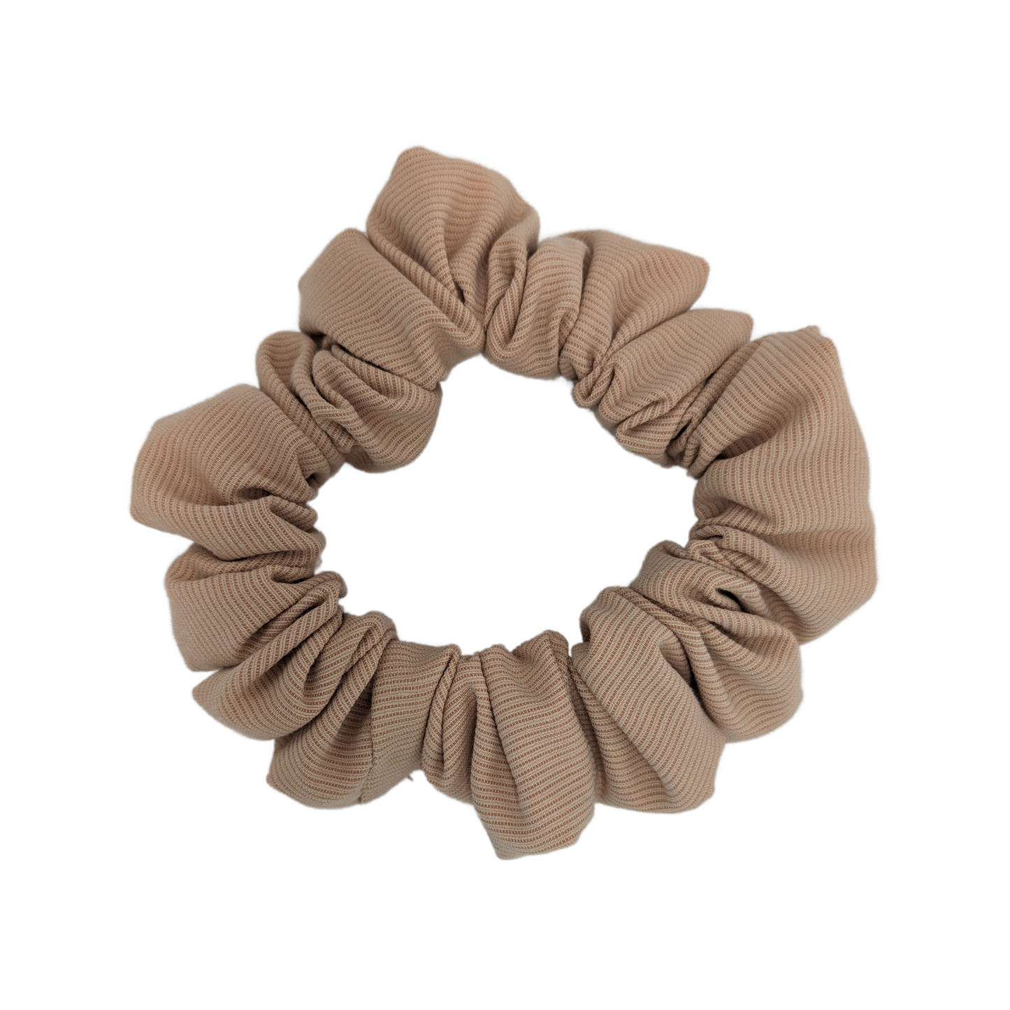 Small Champagne Scrunchie made with soft lustre, Empire Stretch Satin fabric.