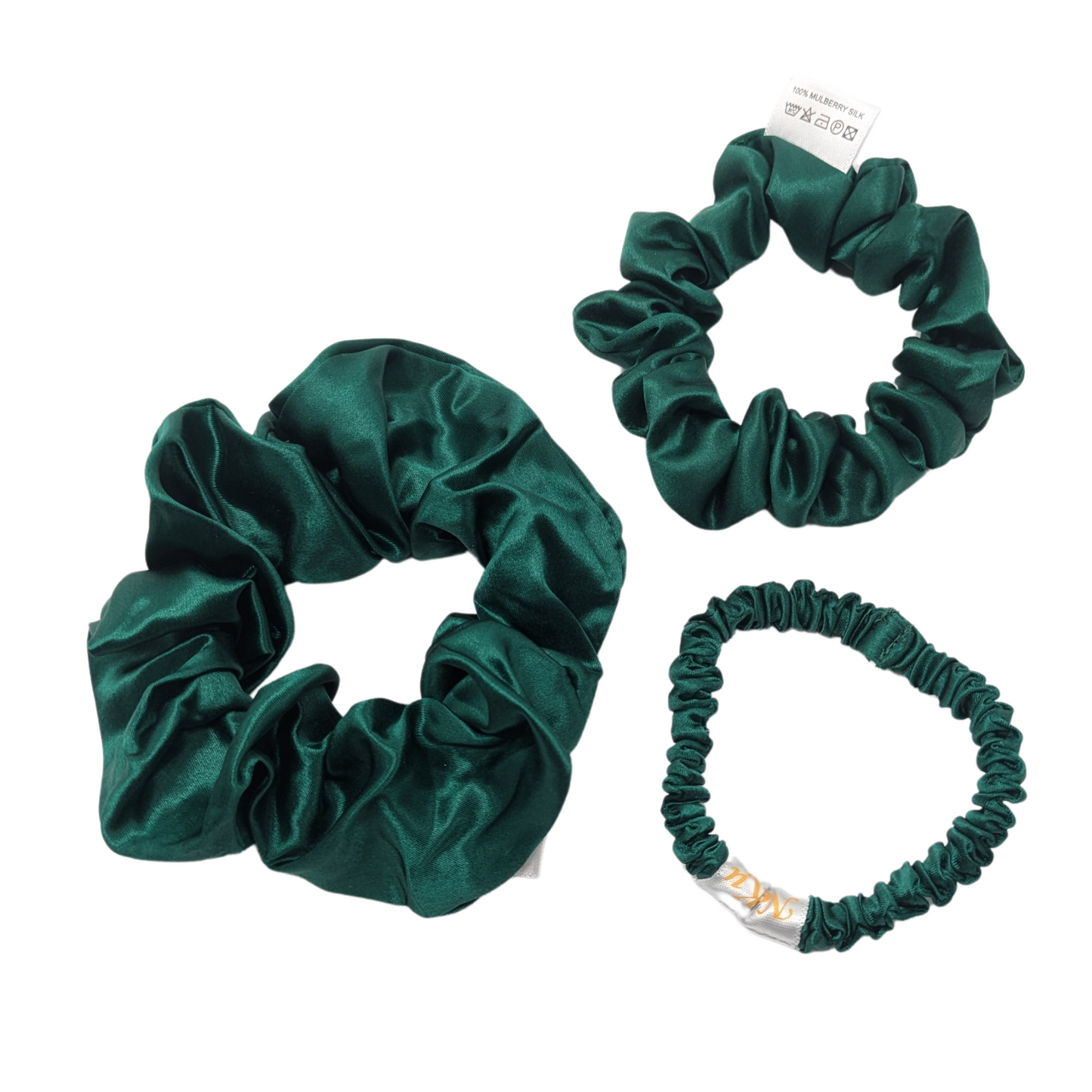 Emerald Pure Silk Scrunchies