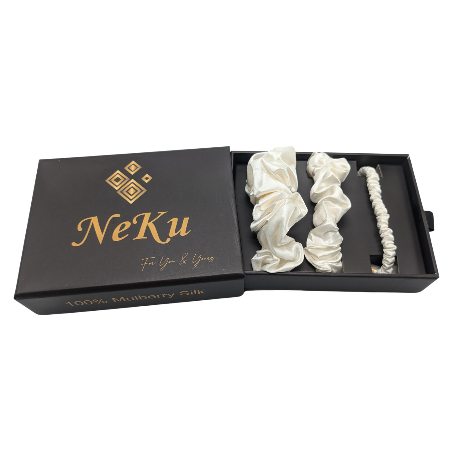 Ivory Pure Silk Scrunchies