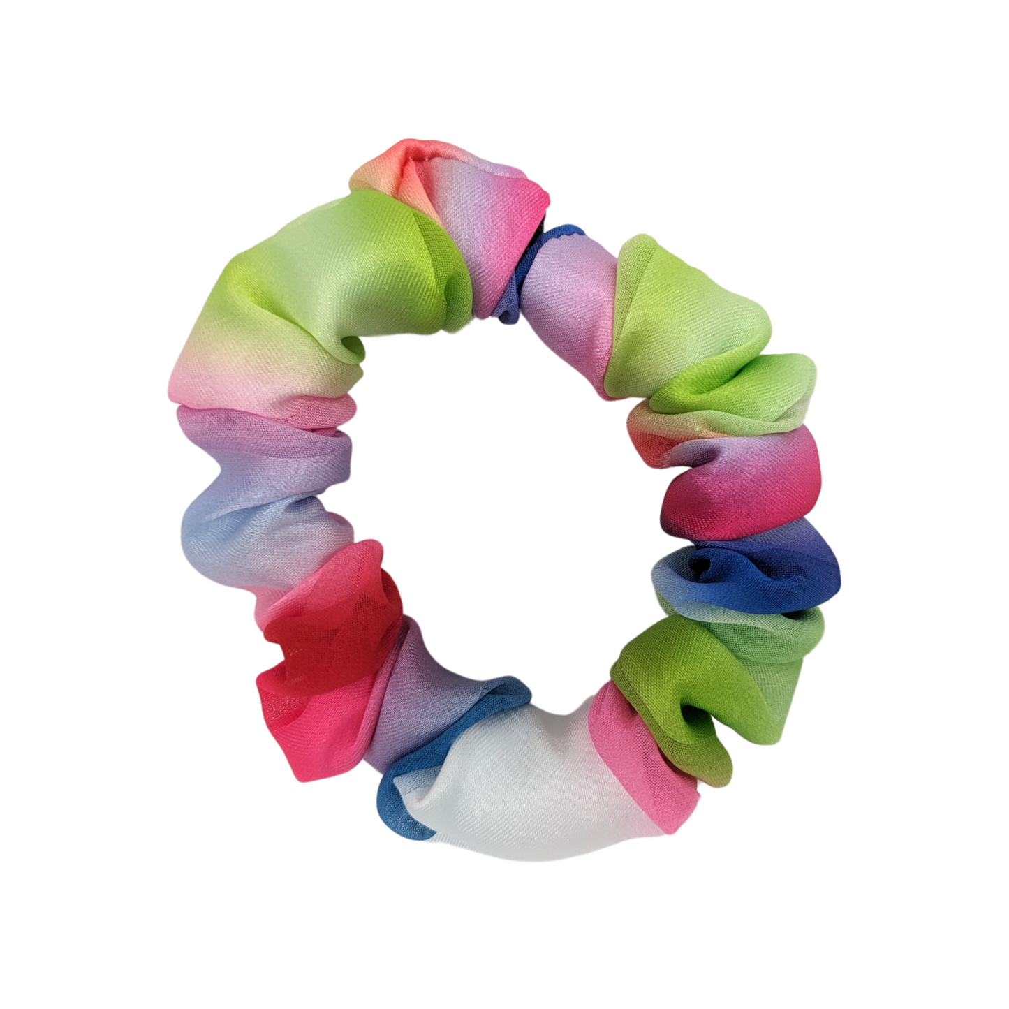 Small Pastel colour Scrunchie made with 100% polyester satin fabric.