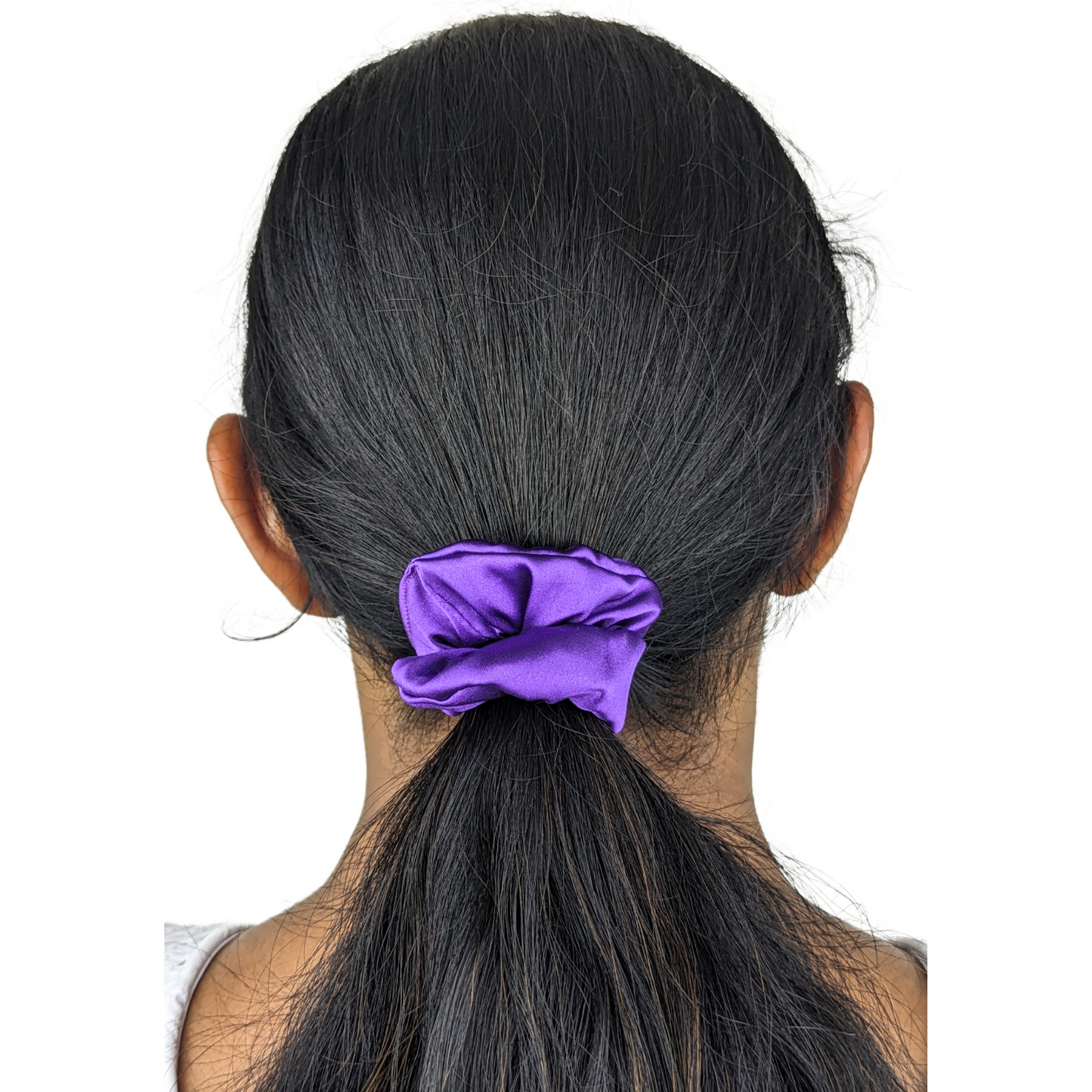 Woman wearing Mini Size Satin Prince scrunchie