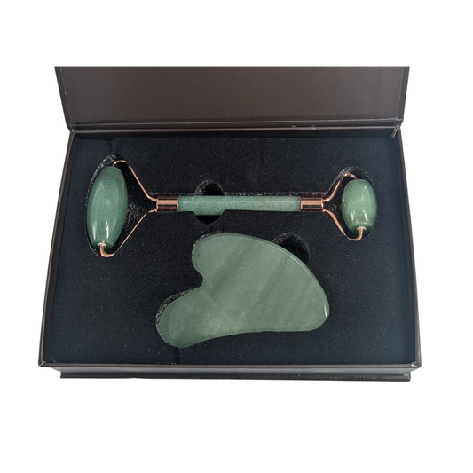 Green Aventurine Gua Sha and Facial Roller Set