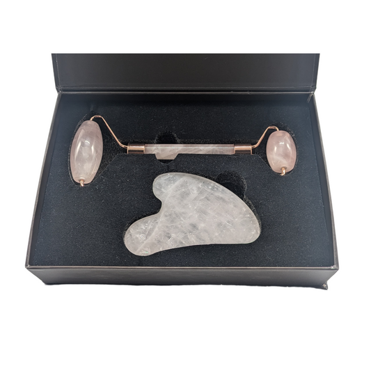 Rose Quartz Gua Sha and Facial Roller Set