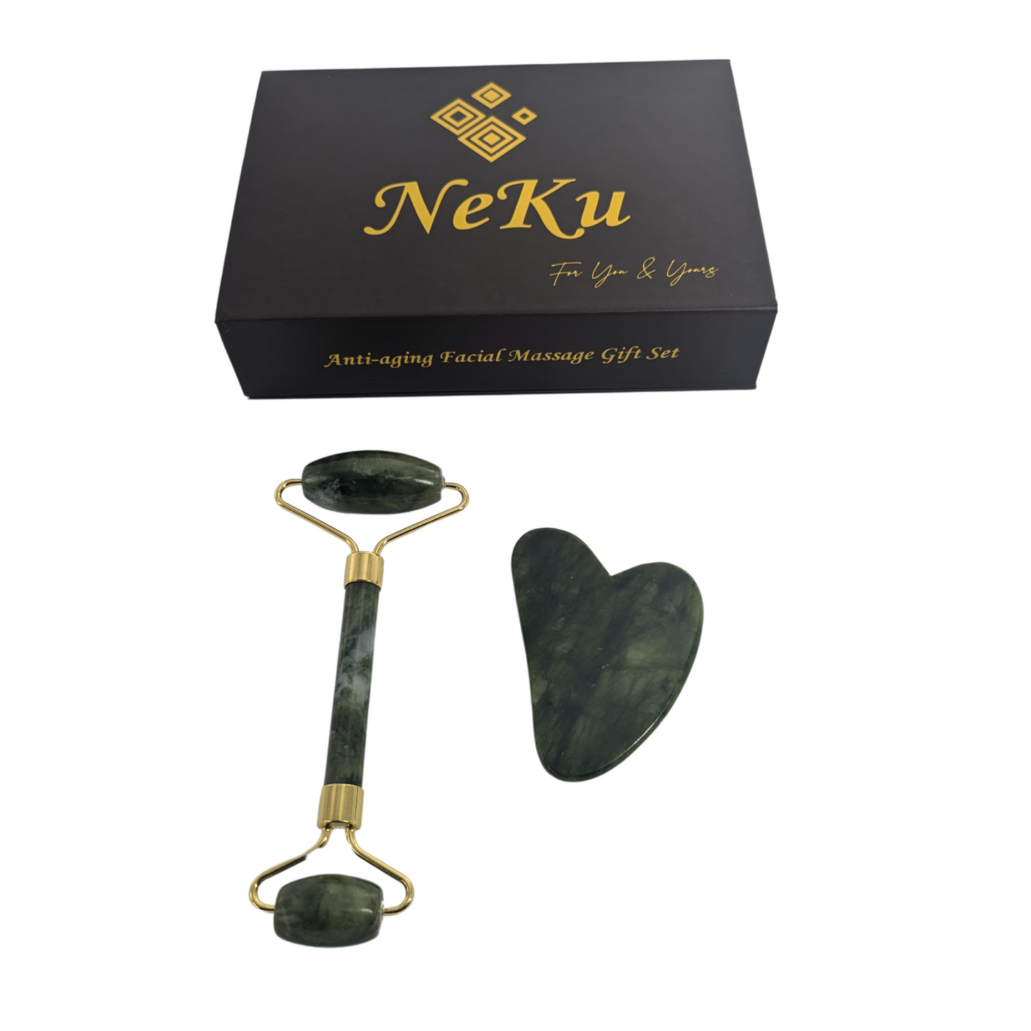 Xiuyan Jade Gua Sha and Facial Roller Set