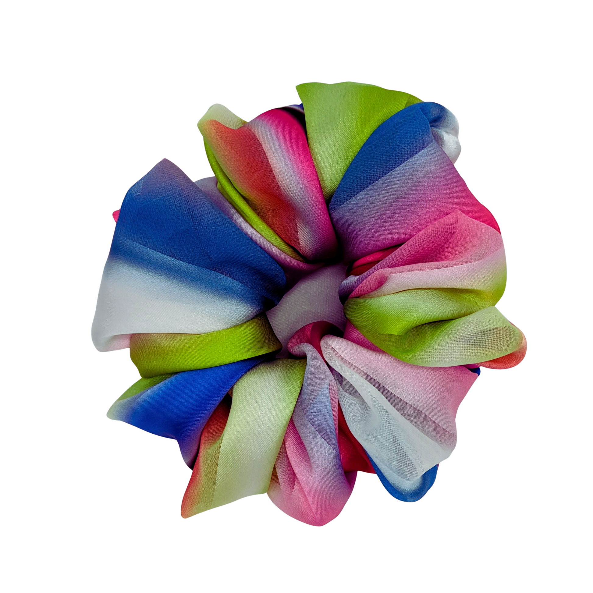 Large Colourful Scrunchie made with 100% polyester satin fabric