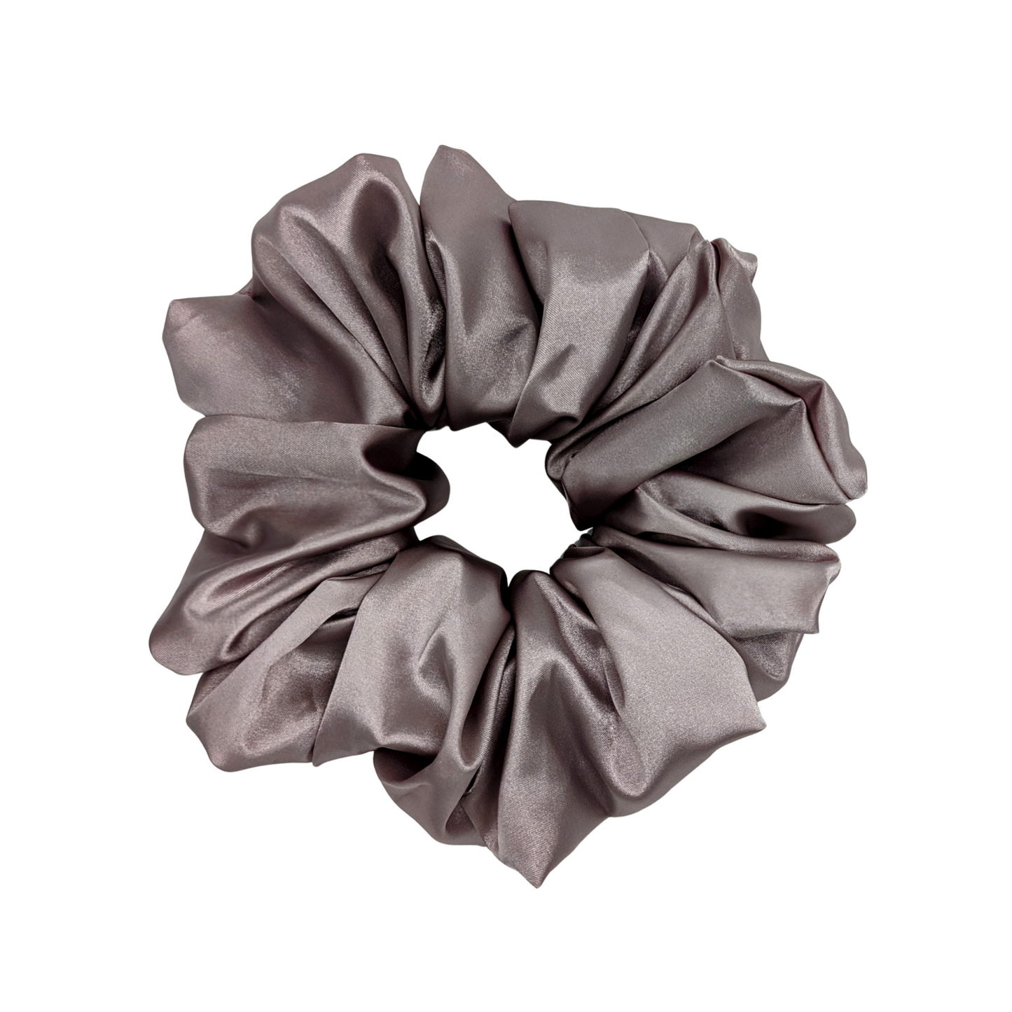 Large pink rose scrunchie made with 95% Polyester 5% Elastane satin fabric