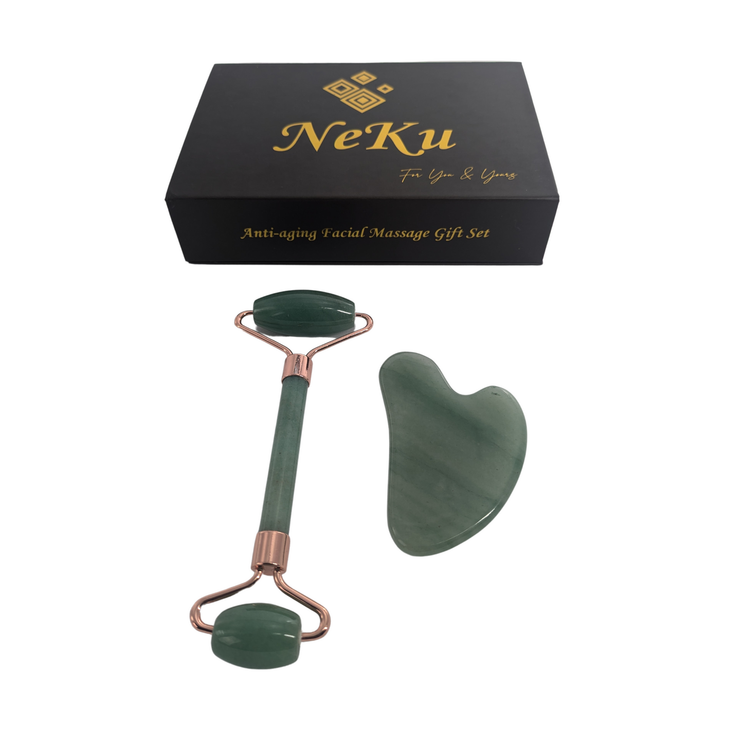 Green Aventurine Gua Sha and Facial Roller Set