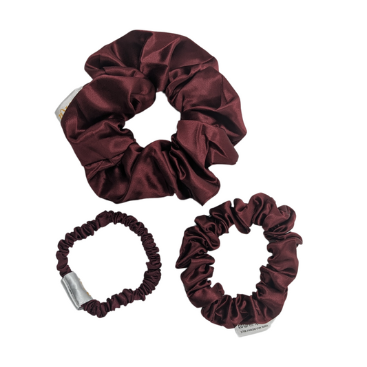 Burgundy Pure Silk Scrunchies