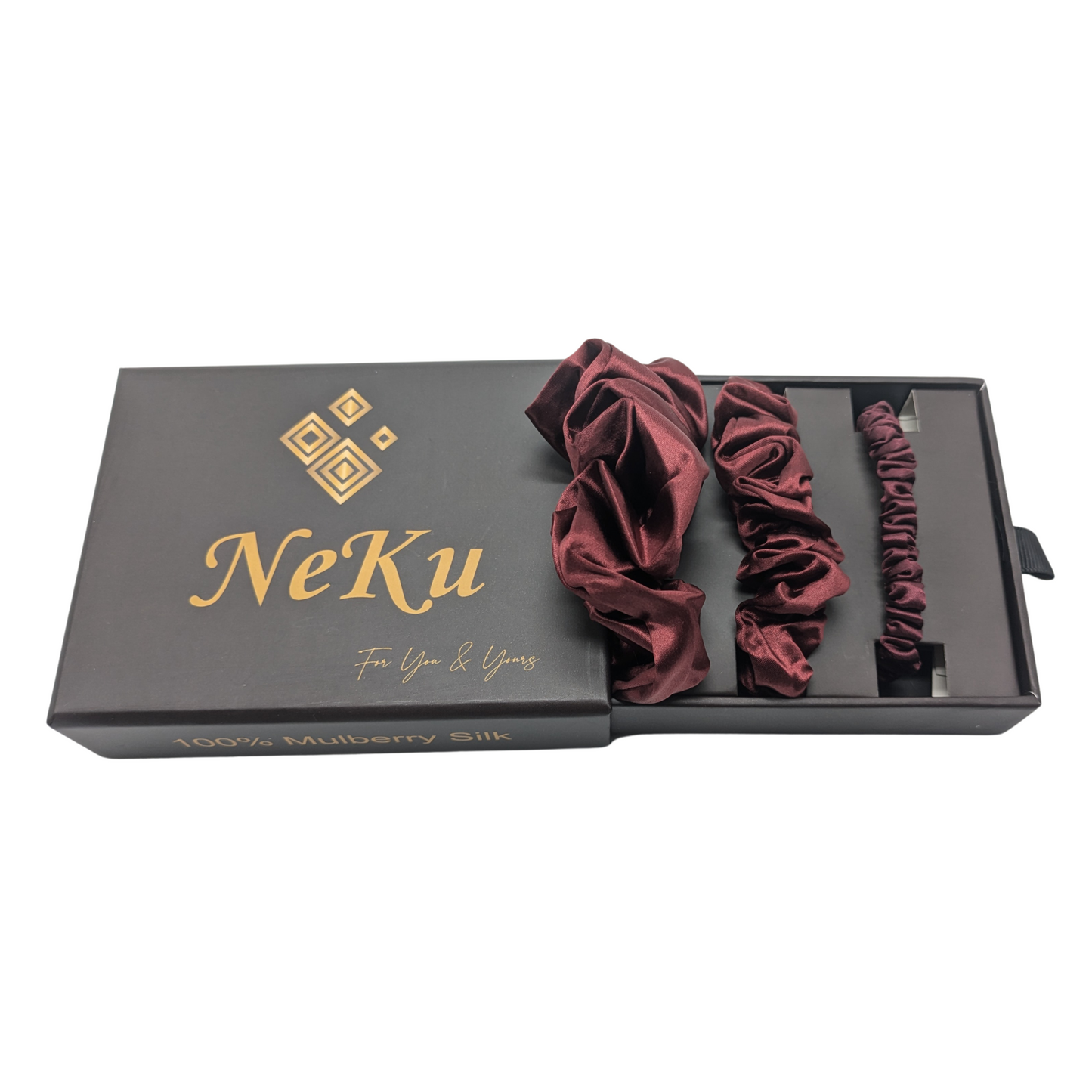 Burgundy Pure Silk Scrunchies