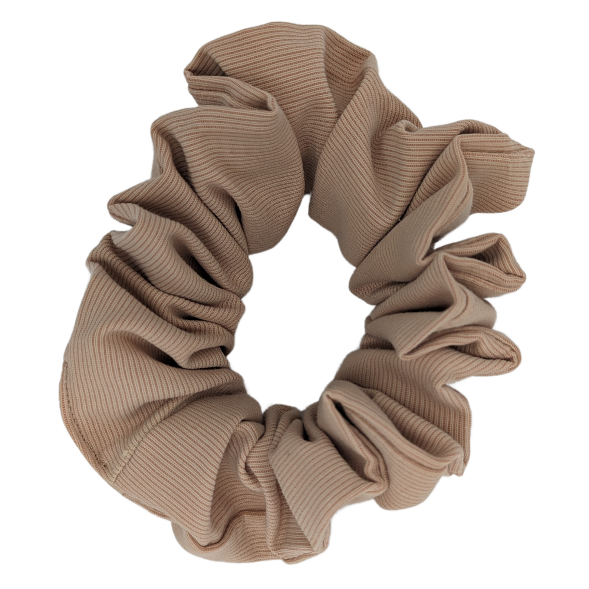 Regular Champagne Scrunchie made with 60% Polyester, 35% Cotton and 5% Elastane Empire Stretch Satin.