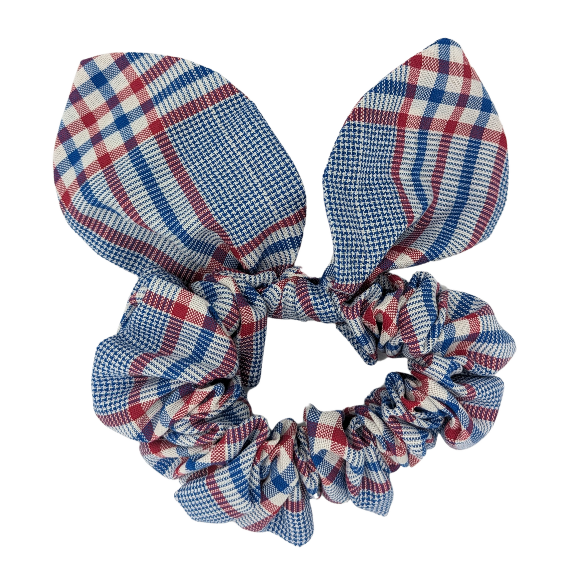 Regular Check Bow Scrunchie made with 100% cotton Japanese fabric.