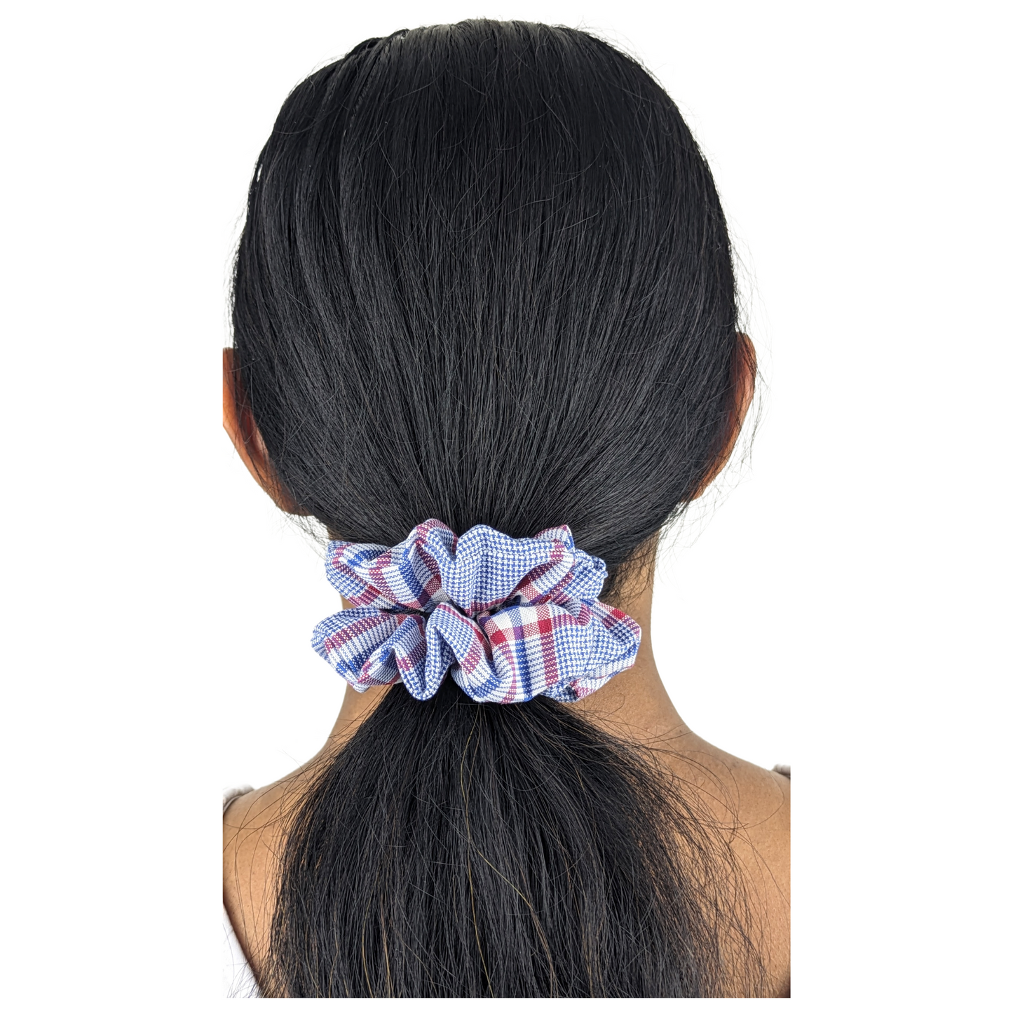 Woman wearing a Regular Check Scrunchie