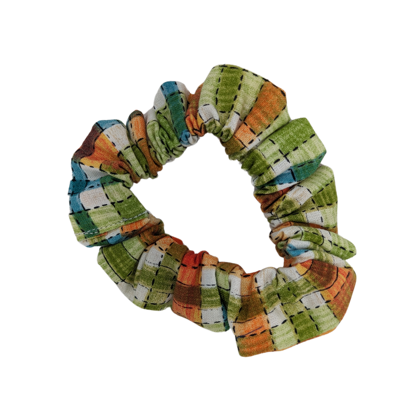 Small Cotton Square printed scrunchie made with 100% cotton.