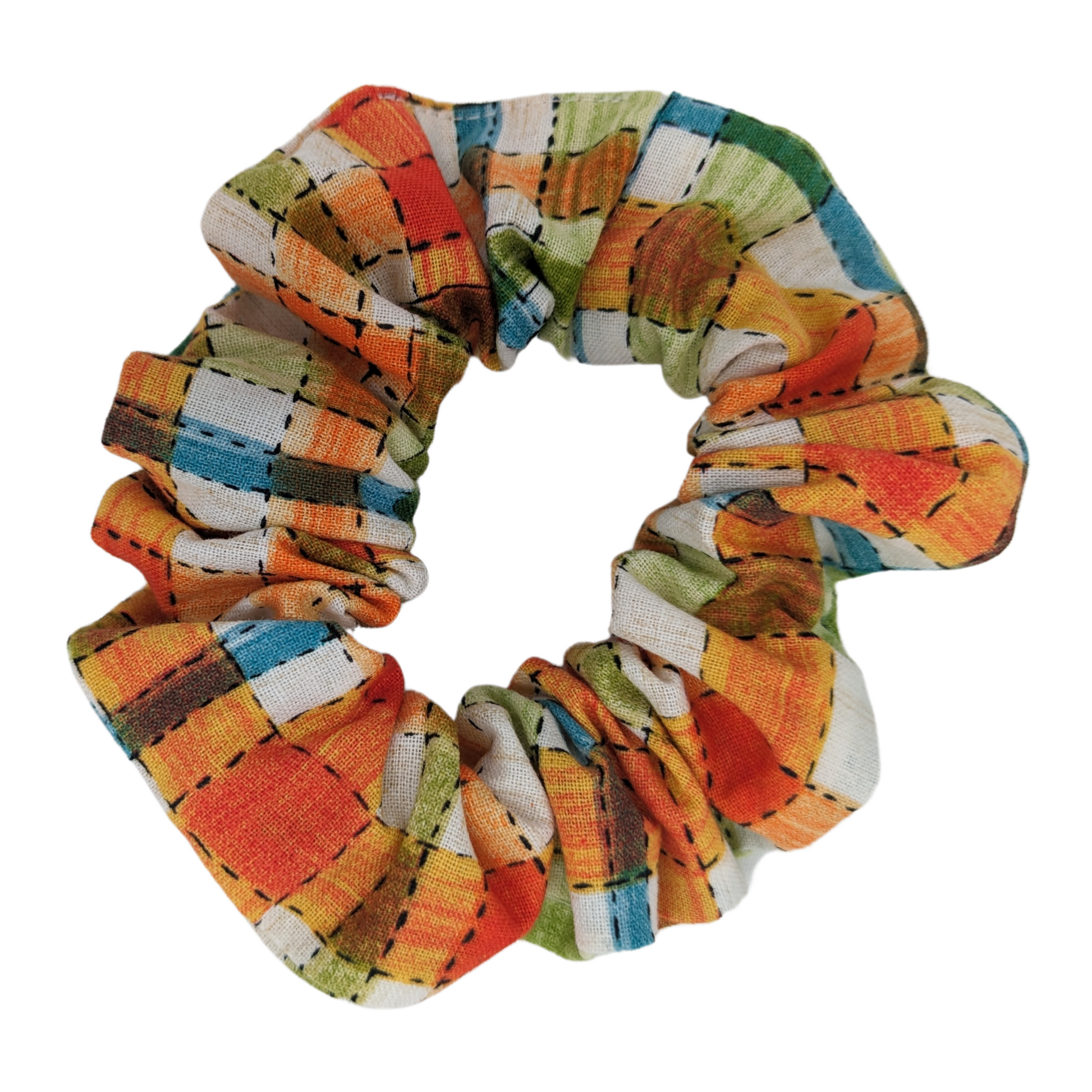 Regular Cotton Squares Scrunchie made with 100% cotton fabric