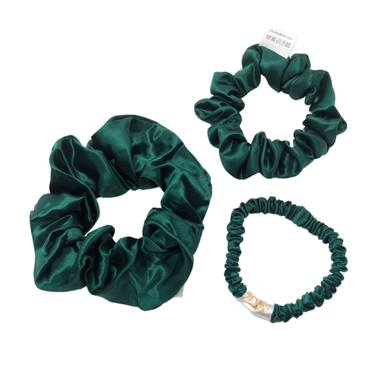 Emerald  Pure Silk Scrunchies