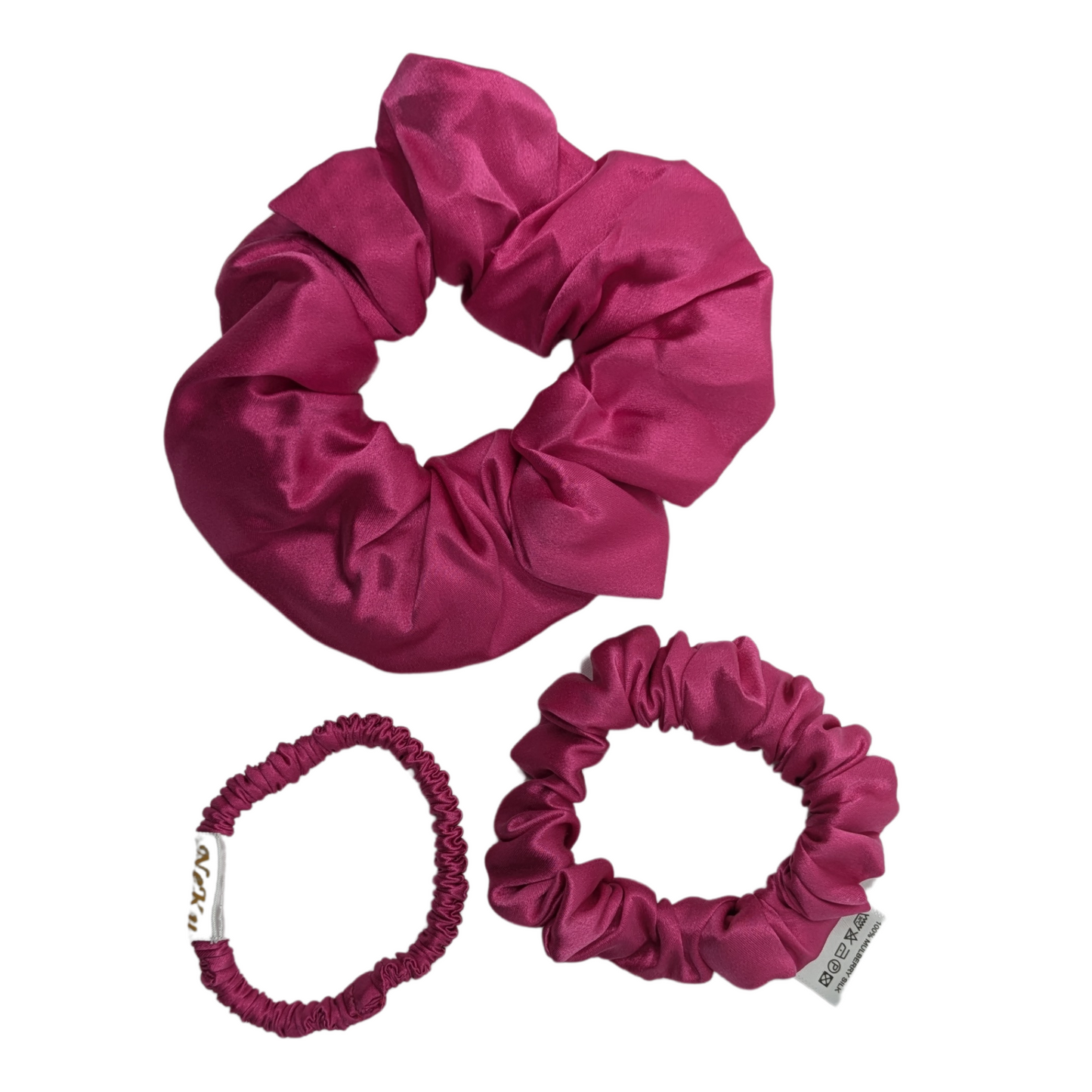 Fuchsia Pure Silk Scrunchies