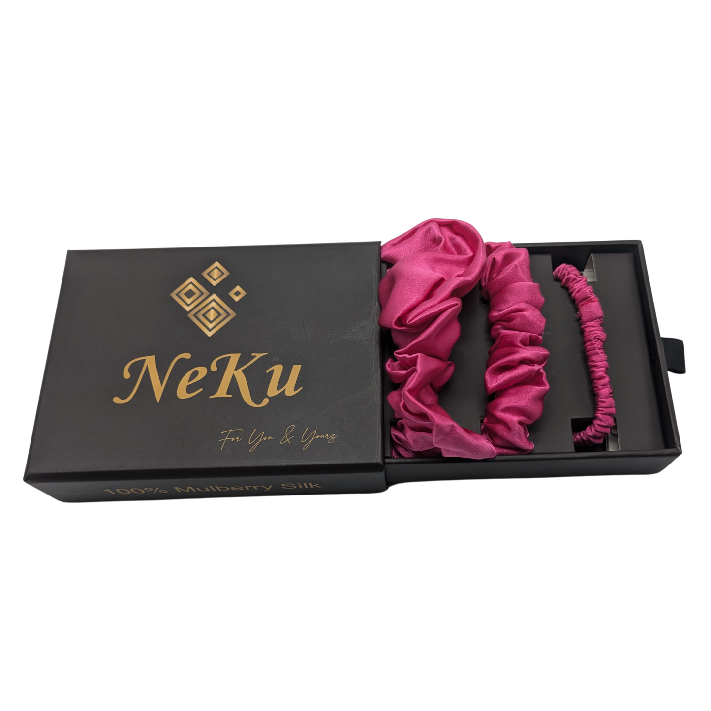 Fuchsia Pure Silk Scrunchies