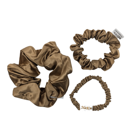 Gold Pure Silk Scrunchies