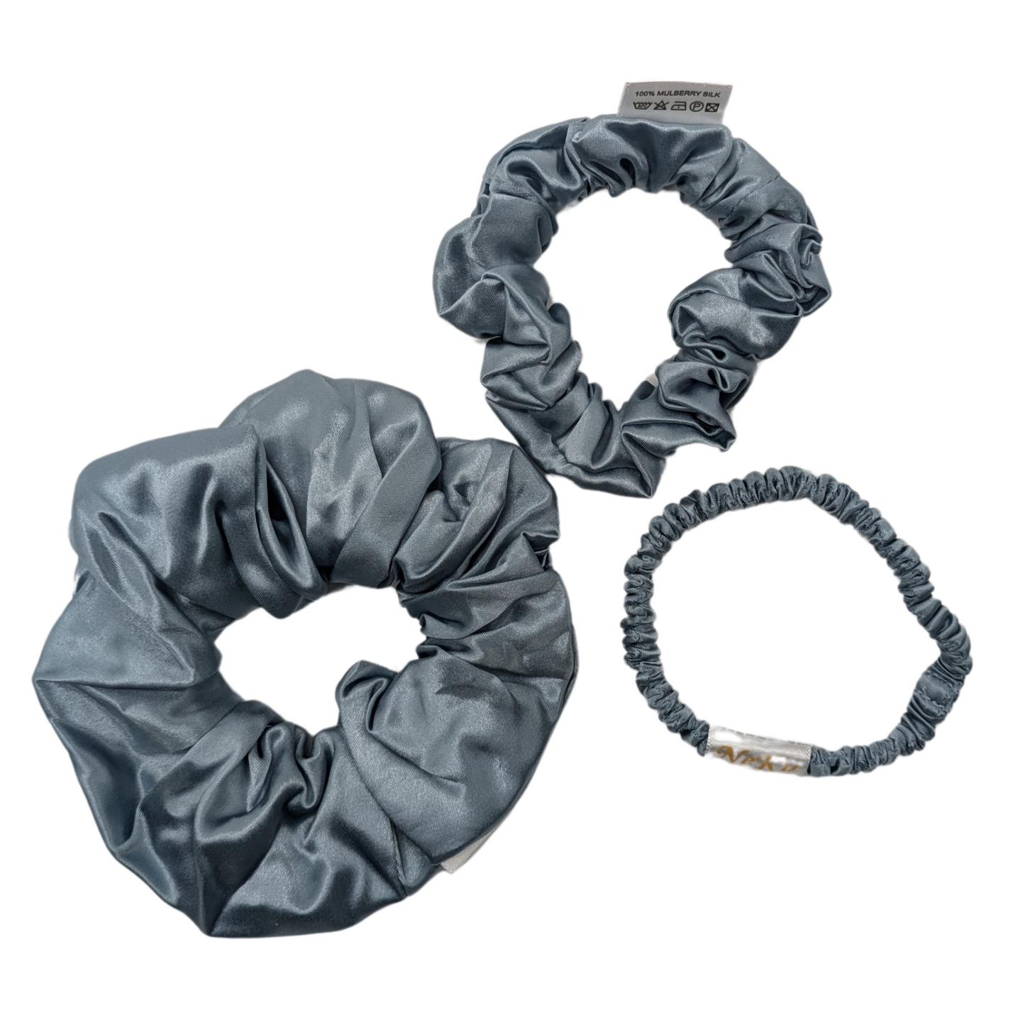 Haze Blue Pure Silk Scrunchies