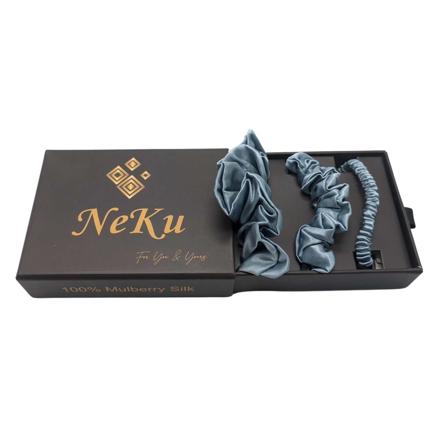 Haze Blue Pure Silk Scrunchies