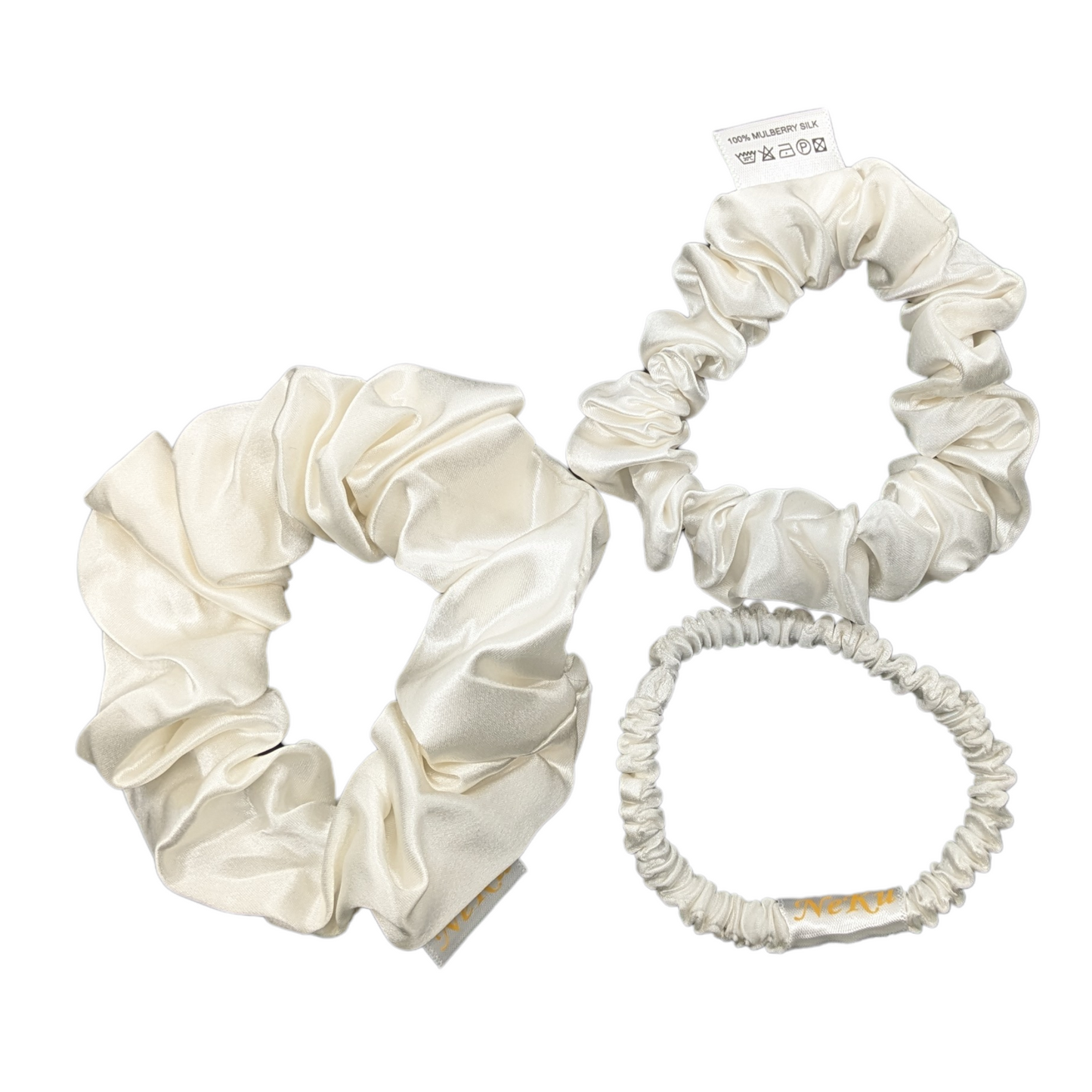 Ivory  Pure Silk Scrunchies