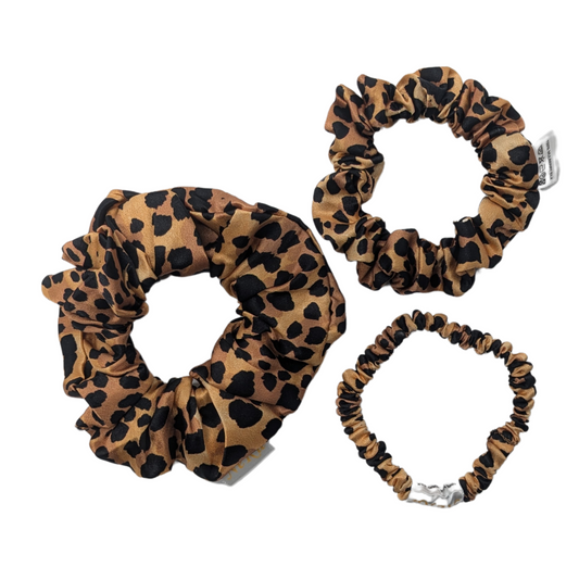 Leopard Pattern Pure Silk Scrunchies