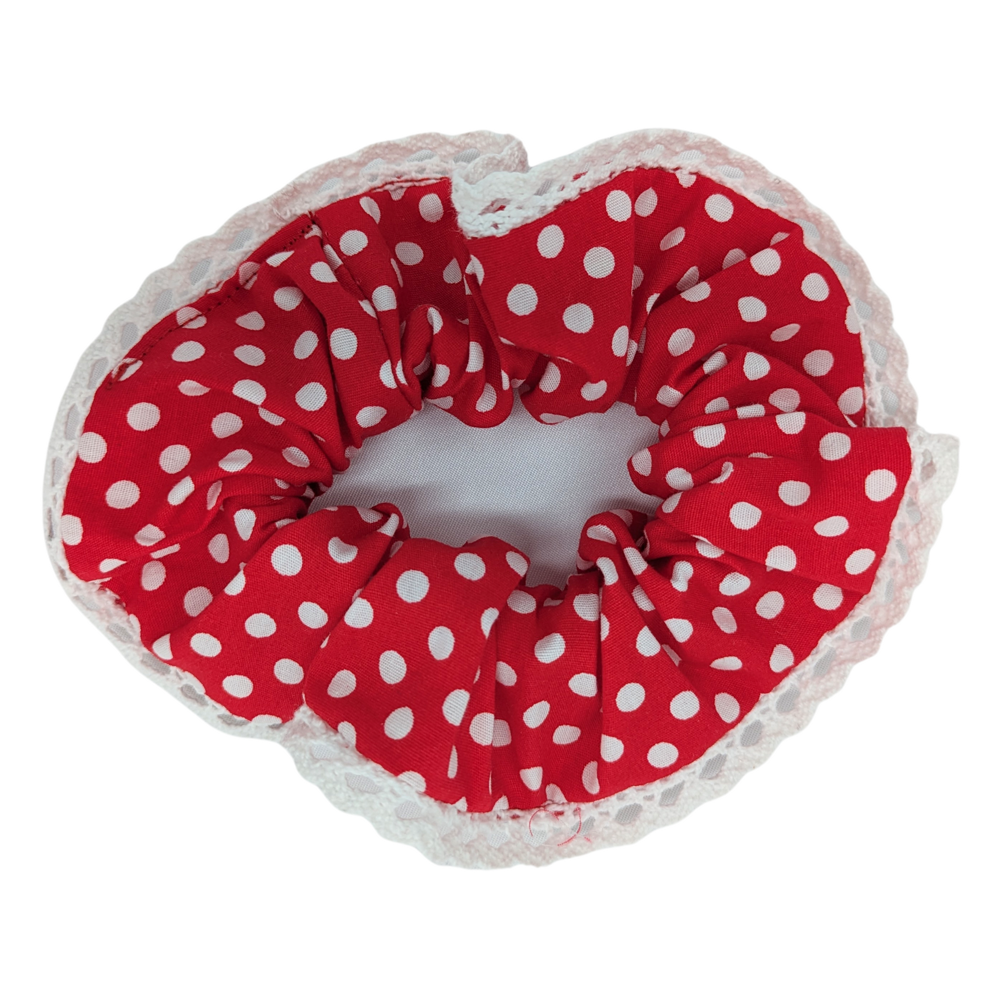 Regular Polka Dot Scrunchie made with 100% cotton fabric