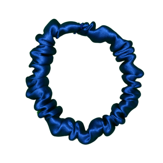 Satin Blue Tiny Tie scrunchie