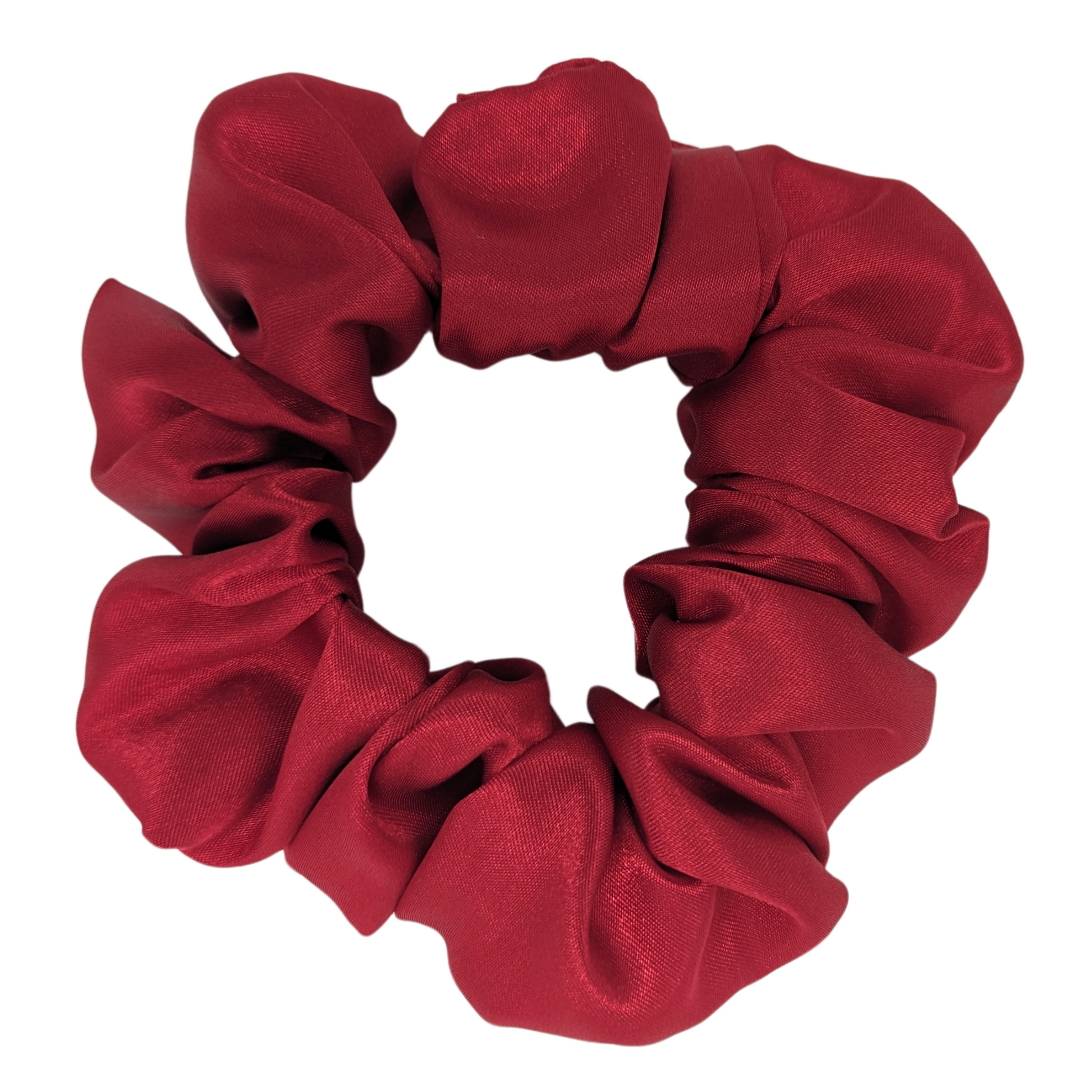 Regular Satin Red Scrunchie made with 100% polyester.