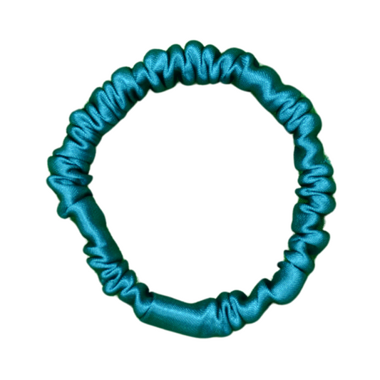 Satin Teal Tiny Tie scrunchie,